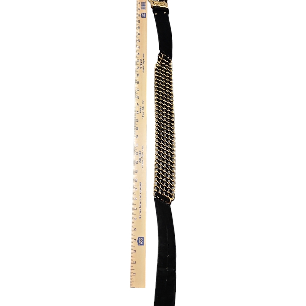 Velvet and faux gold chain women's belt. M/L - Picture 9 of 12